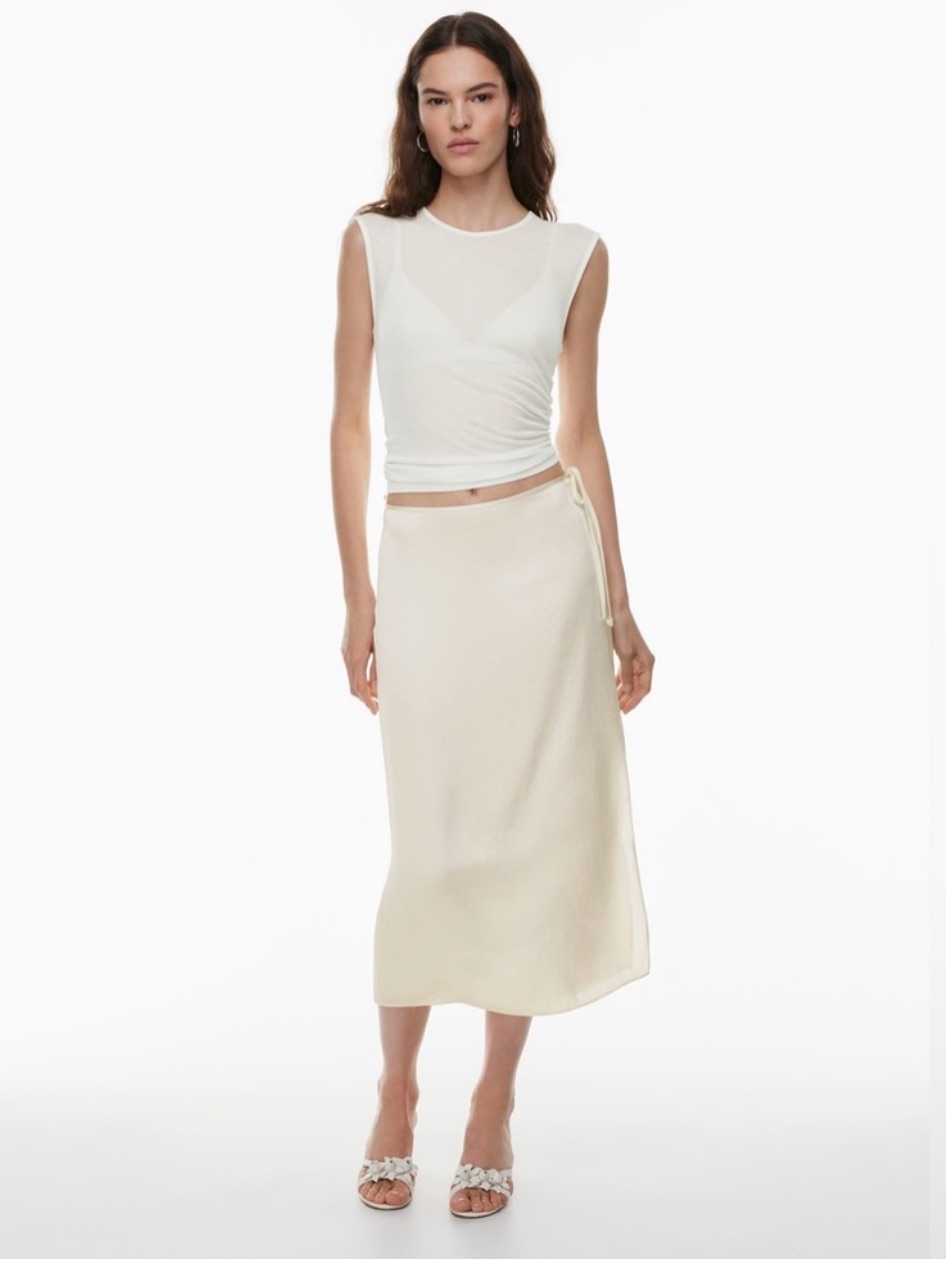 Aritzia Wilfred Elixir Satin Skirt In Light Birch Size 0